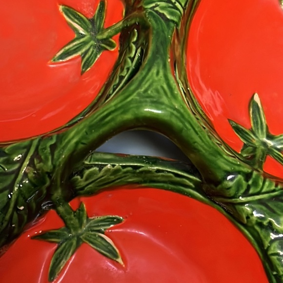 Vintage Maruhon "Tomato" 3-part Condiment Dish with center handle Japan 1950s - Picture 5 of 11